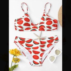 Watermelon Print Two Piece Bikini Set.